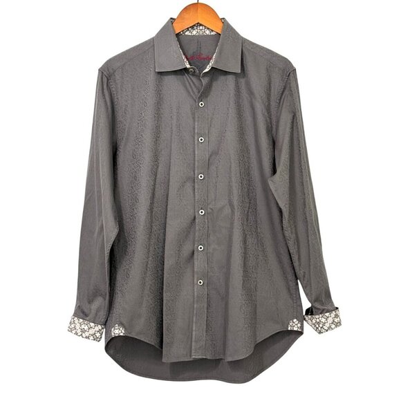 Robert Graham Men's Classic Fit Button Up Shirt Gray Paisley Jacquard Size M - Picture 1 of 13